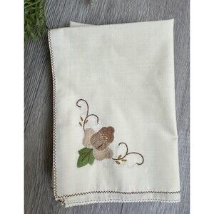 Set Of 9 Vintage Cloth Napkins With Acorn Fall Leaf Appliqué 16” Square Stained